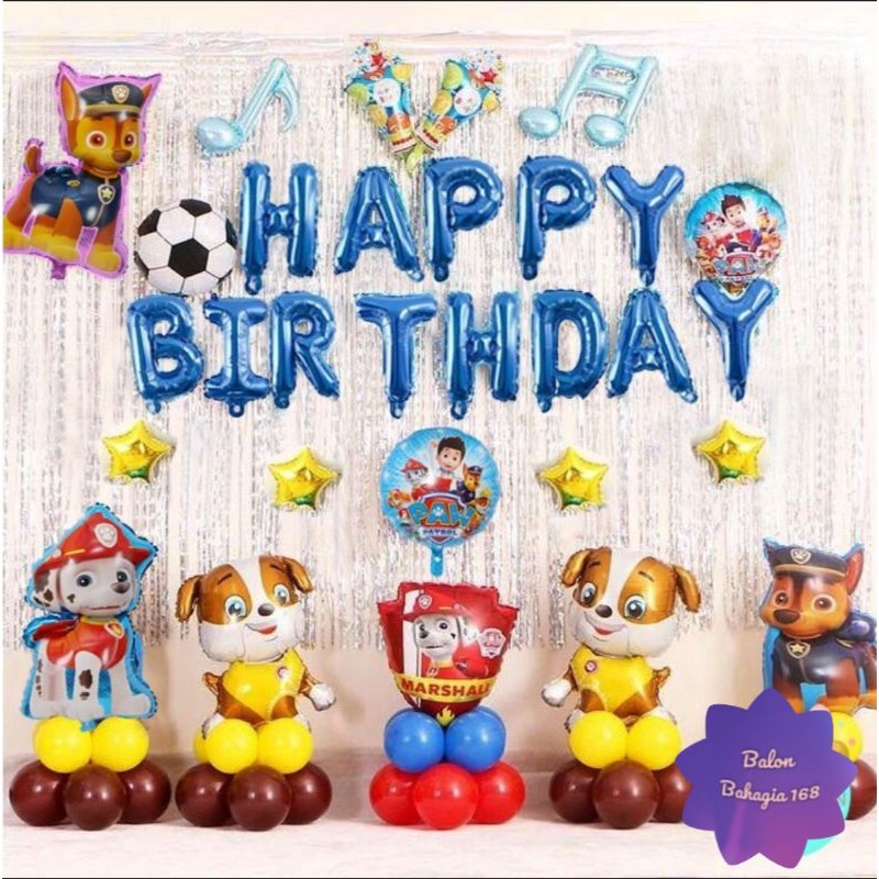 balon set happy birthday paw patrol