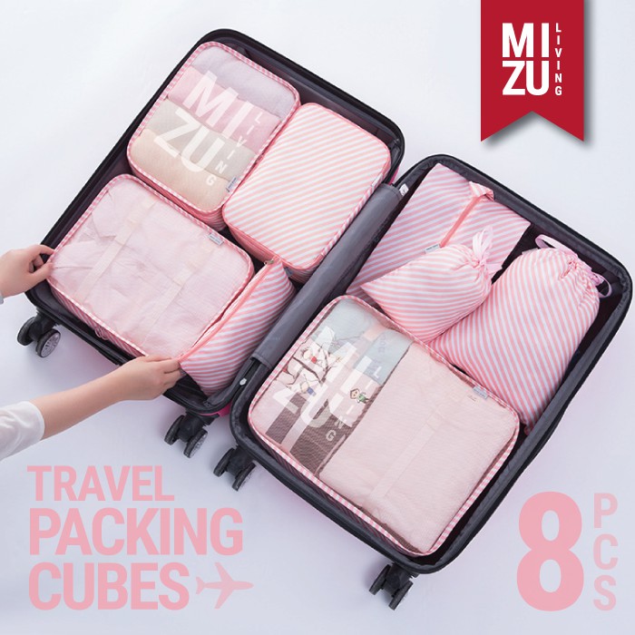 SECRET POUCH Travel Packing Cubes 8in1 Bag Organizer Tas Koper MOTIF