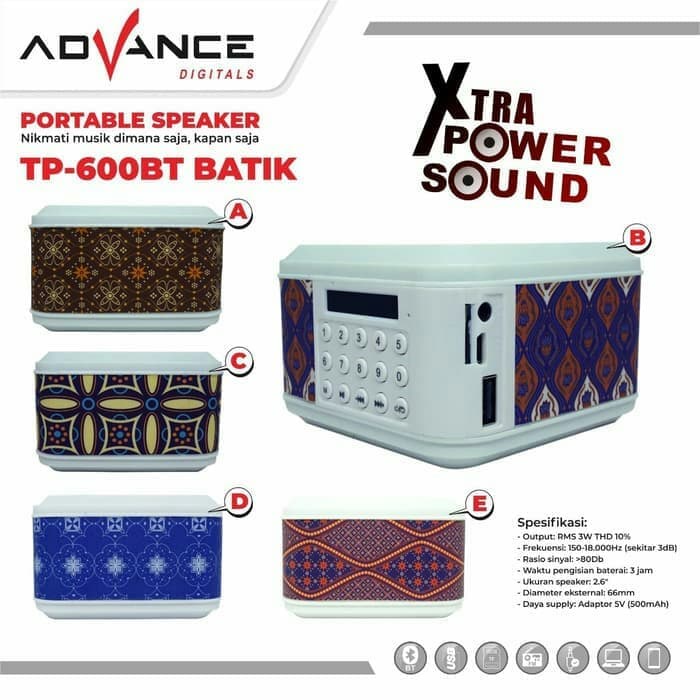 Speaker Advance TP-600 BT / TP600 Bluetooth Portable Varian Batik / TP 600BT