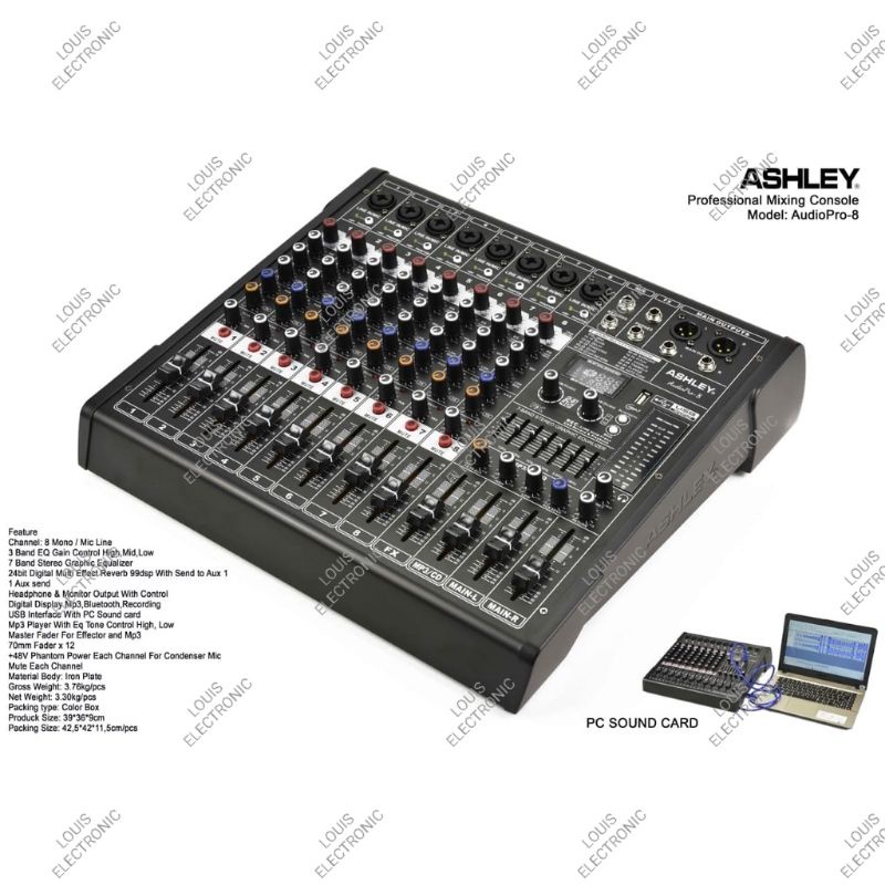 Mixer AudioPro 8 Audiopro8 8 Channel Effect Reverb ORIGINAL