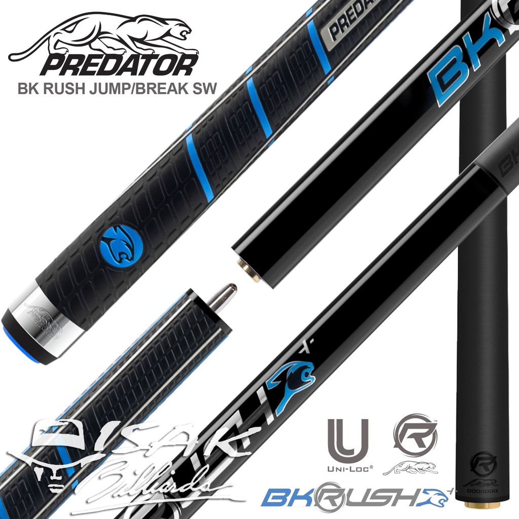 Predator BK Rush Jump Break SW | Cue Stick JB Loncat Carbon Billiard Stik Karbon