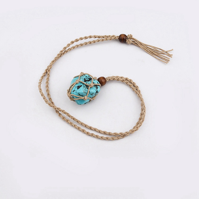 Fancyqube Kalung Rantai Klavikula Hias Liontin Mata Harimau Kristal Lapis Lazuli Turquoise Amethyst