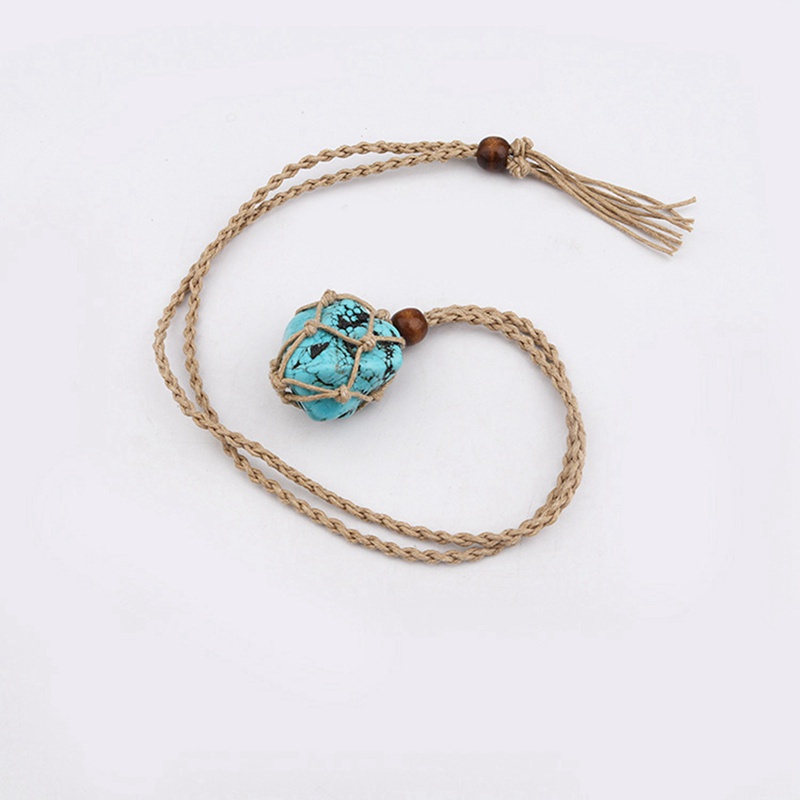 Fancyqube Kalung Rantai Klavikula Hias Liontin Mata Harimau Kristal Lapis Lazuli Turquoise Amethyst