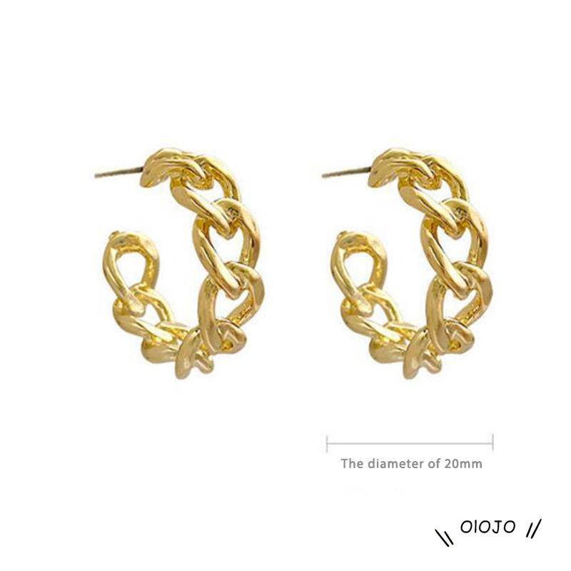 【COD】Anting Stud Rantai Logam Model Rongga Gaya Retro