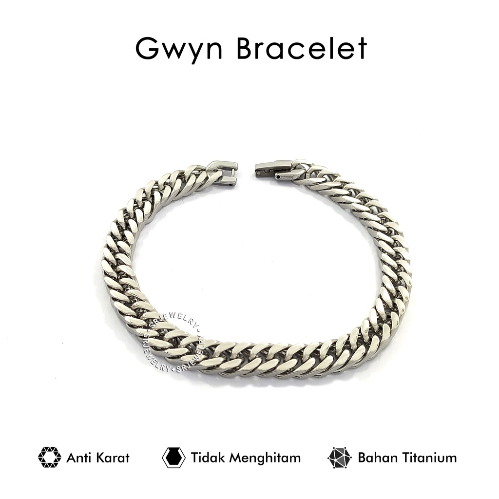 Gelang Tangan Rantai Perak Titanium Men Women Simple Bracelet
