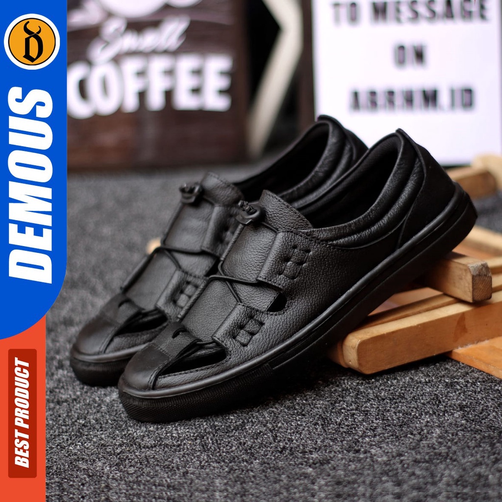 DEMOUS Lanax - Sepatu Slip On Casual Pria Kulit Asli