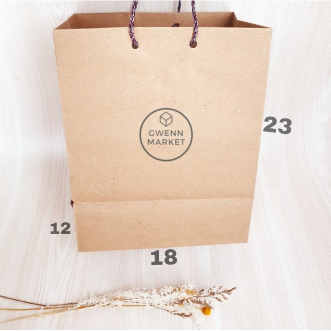 

Paper bag coklat per 12pcs 18x12x23 paperbag brownies kertas polos kraft kertas