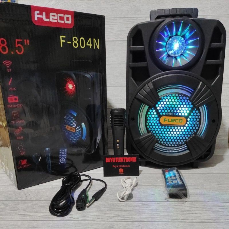 COD Speaker Bluetooth Karoke Fleco X-BASS  F-804N 8,5 Inch Bonus Microsoft + USB + Remot/ Salon Aktif