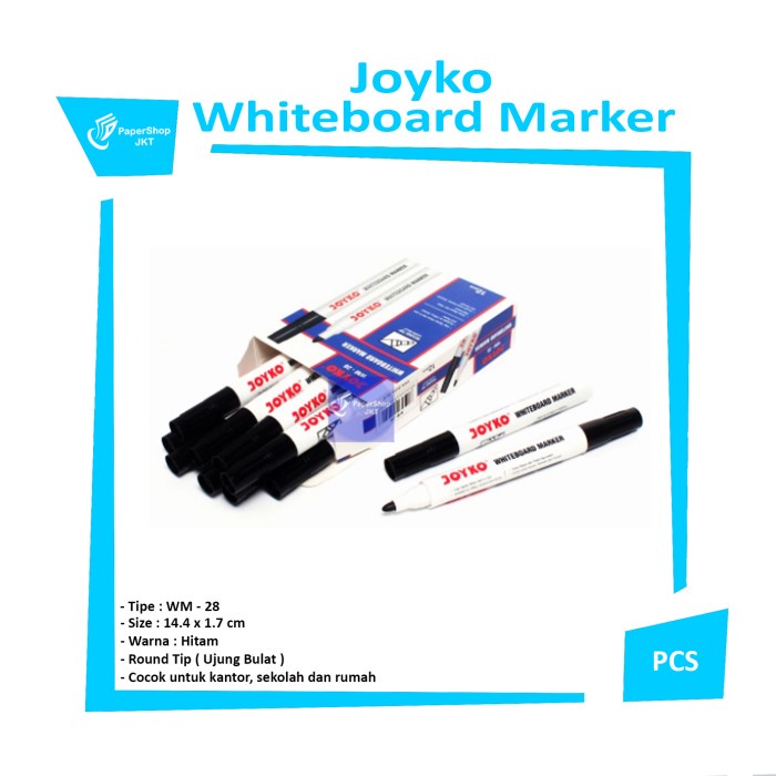 

TULIS-ALAT- WHITEBOARD MARKER / SPIDOL PAPAN PUTIH JOYKO WM-28 HITAM -ALAT-TULIS.