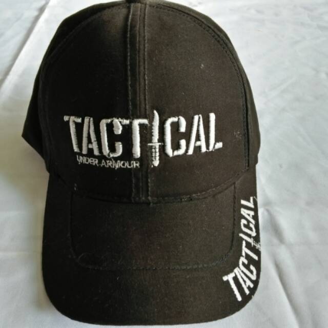 Topi tactical hitam canvas bordir timbul