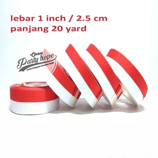  Pita  satin merah putih 1 inci hiasan  17 agustus HUT RI 