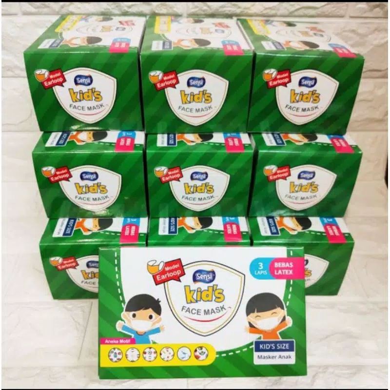 SENSI KIDS MASKER ANAK 3PLY EARLOOP &amp; HEADLOOP // DISPOSABLE FACE MAKS KIDS// MASKER ANAK SENSI 3PLY