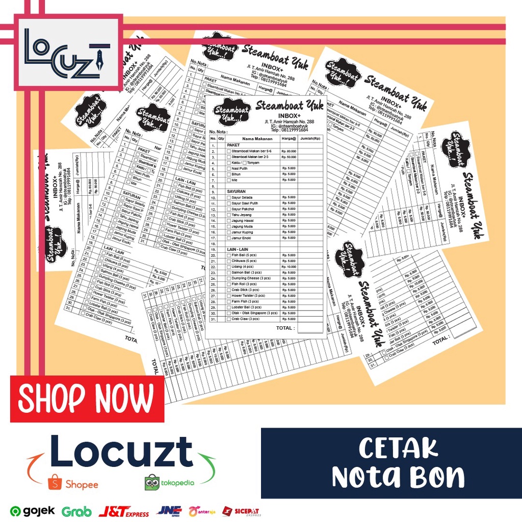 

Cetak Nota Bon Faktur NCR 3 RANGKAP CUSTOM