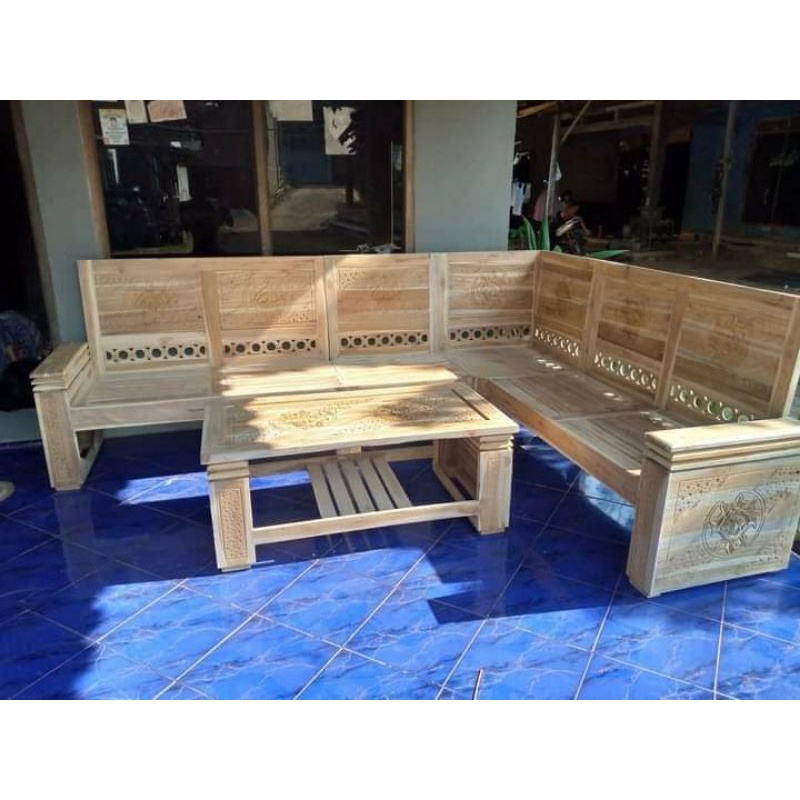 kursi sudut jati masih mentah/kursi sudut jati jepara