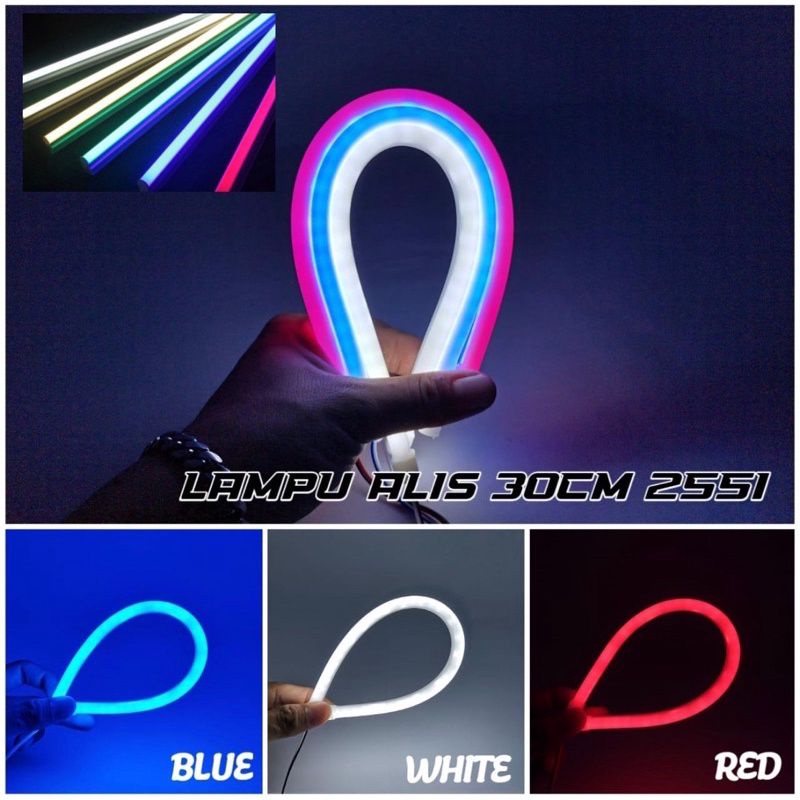 LAMPU LED DRL FLEXIBLE ELASTIS 30CM LAMPU ALIS NEON MOTOR MOBIL