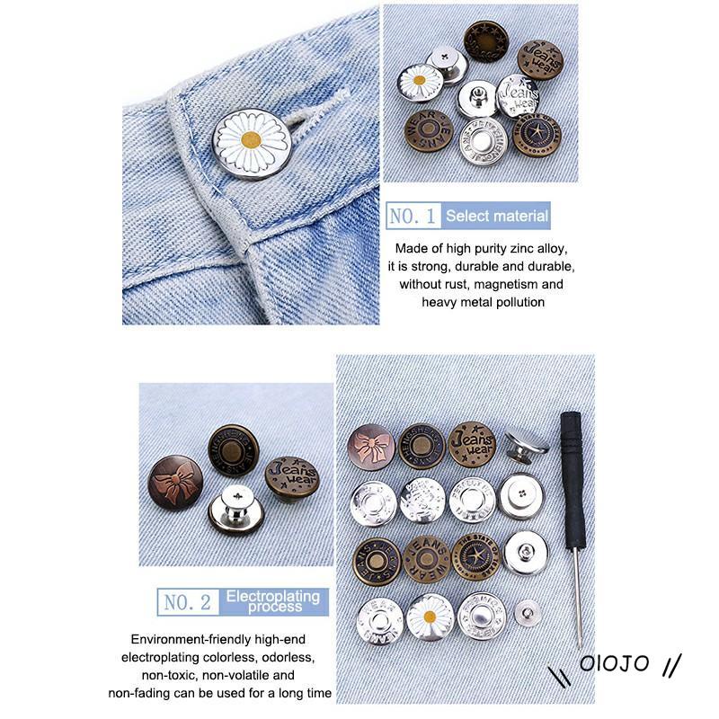 【COD】Kancing Metal Universal Tipe Sekrup Dapat Dilepas Tanpa Paku Untuk Celana Jeans