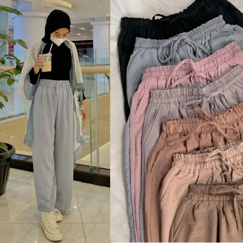 paket usaha celana kulot cringkle bahan aiflow harga grosir yang lagi ngetren celana