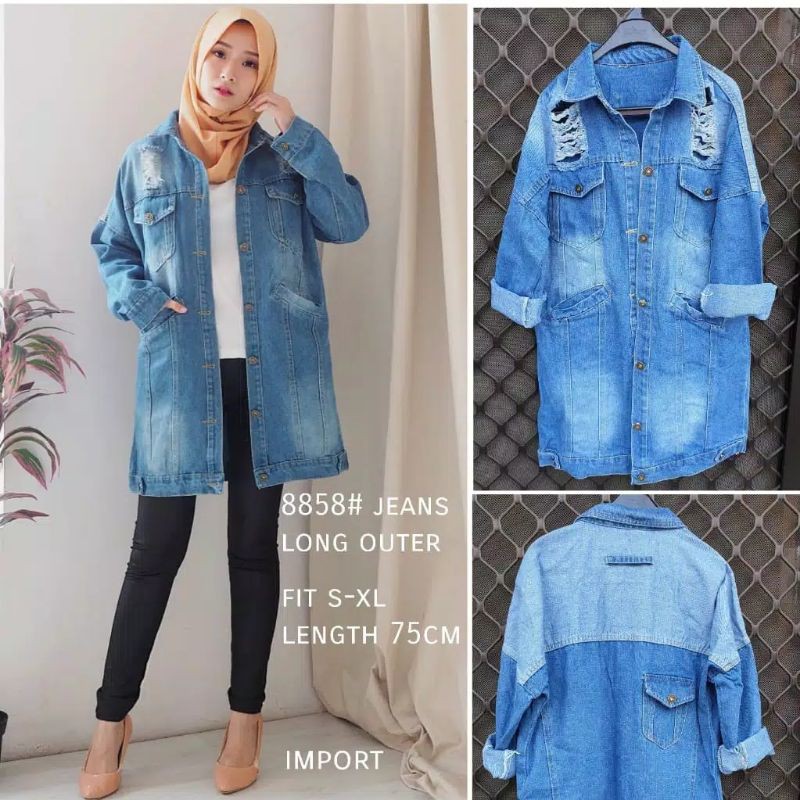 8858 Baju Jaket Jeans Denim import cewek Baju Casual Jaket Levis denim wanita murah Atasan wanita