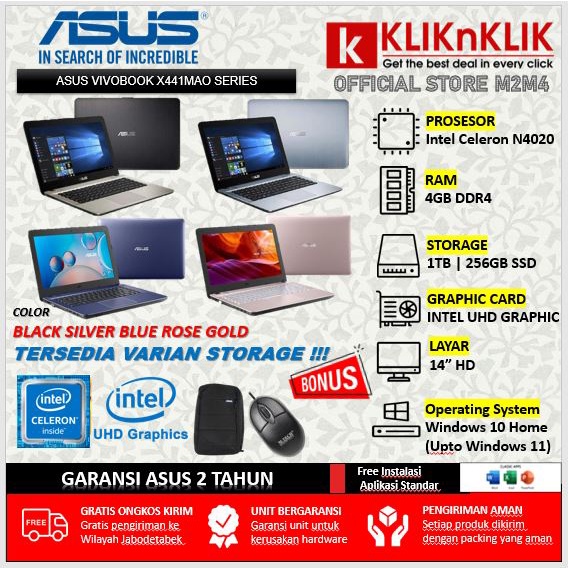 ASUS Vivobook X441MAO 411 Intel N4020 4GB 1TB / 256GB SSD 14" Windows