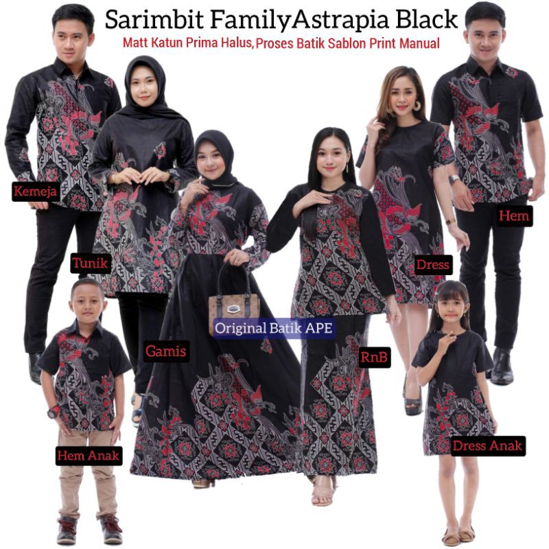 SARIMBIT FAMILY ASTRAPIA BLACK SERIES MAURA COUPLE SANIA RUFFLE SERAGAM BATIK MODERN MURAH EXCLUSIVE