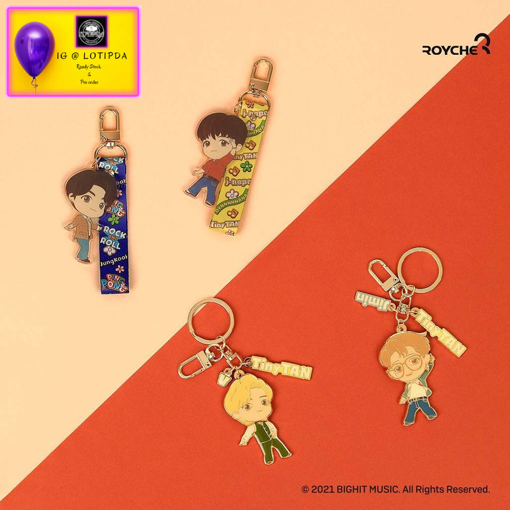 BTS  Royche X TinyTAN  Dynamite Acrylic Strap Keyring Official