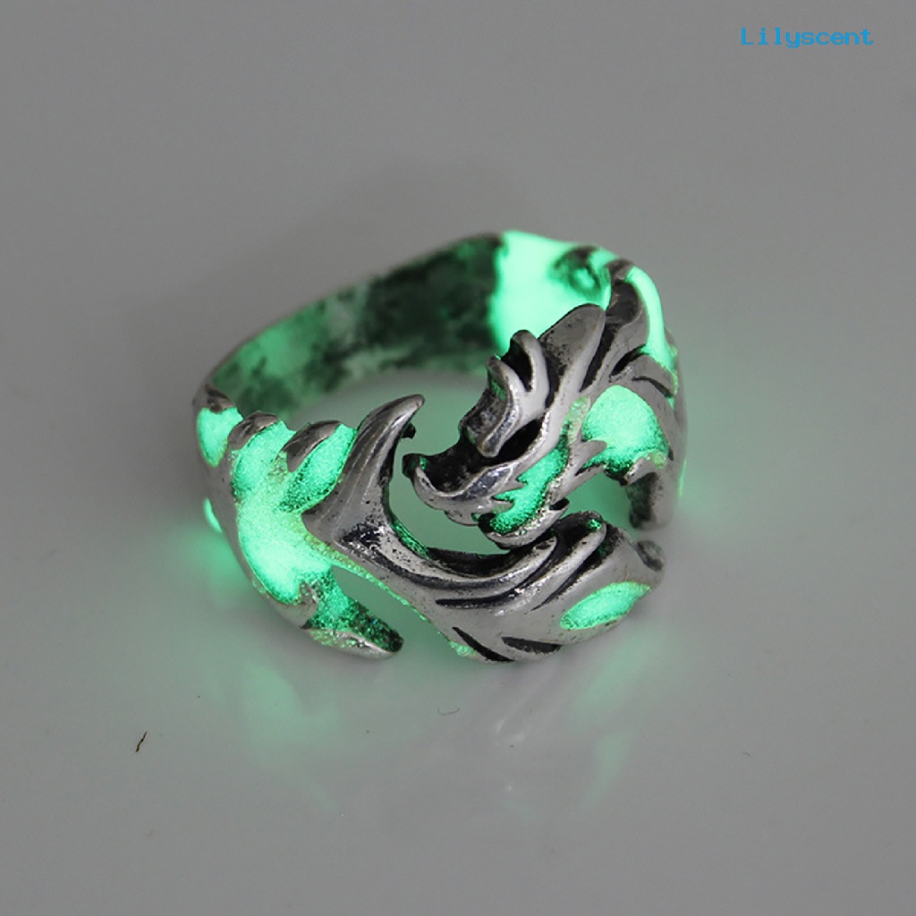 Ls Cincin Bentuk Naga Bahan Alloy Luminous Untuk Hadiah Ulang Tahun