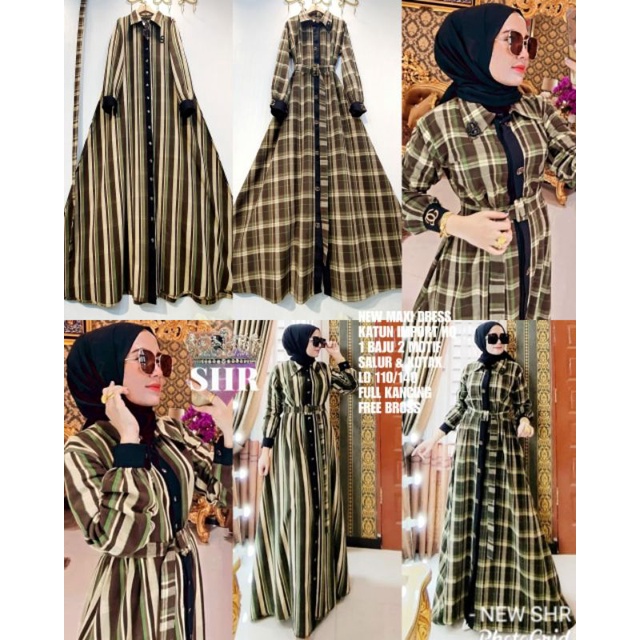 NEW MAXI DRESS KATUN IMPORT HQ 1 BAJU 2 MOTIF LD110/140 FULL KANCING FREE BROS 100%ORI SHR
