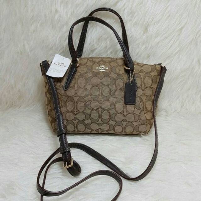 TAS COACH MINI KELSEY SATCHEL SIGNATURE BROWN
