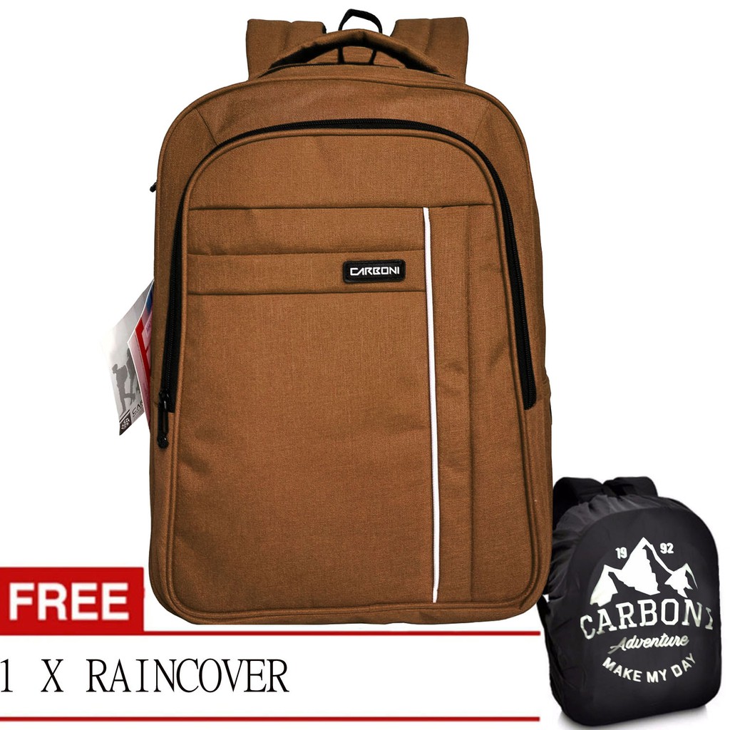 Carboni Tas Ransel Laptop 17 MA 30-COFE  Polyester Serat Sintetis Original - Coffee + Raincover