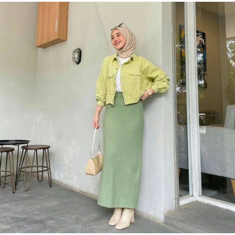Rok Rajut Span / Rok Span Knit / Rok Panjang / Long Knit Skirt / Rok Wanita Kekinian / Celana Panjang Wanita-3