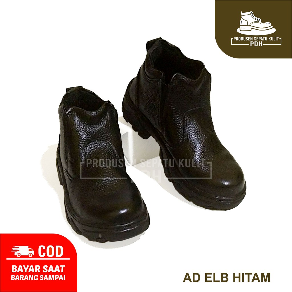 SEPATU SAFETY UJUNG BESI KULIT SAPI ASLI AD_ELB HT