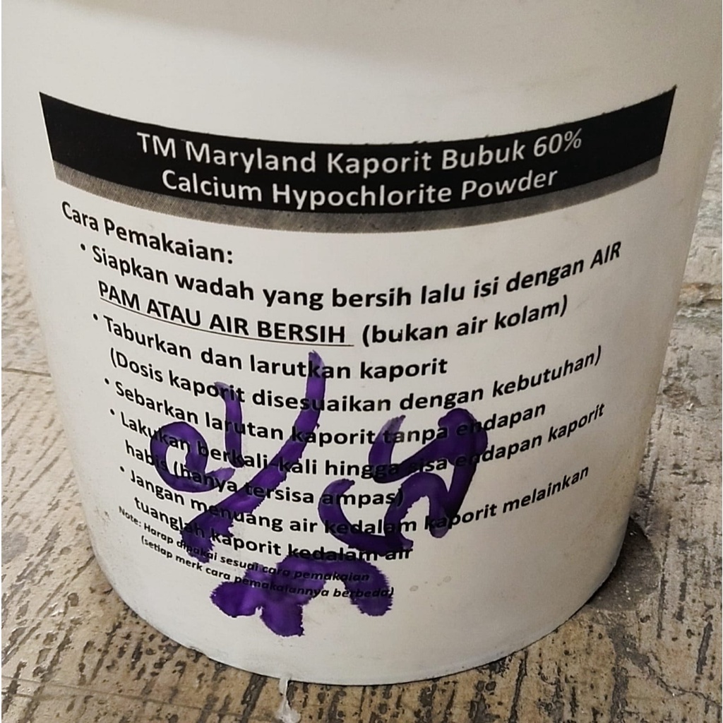 Kaporit Powder 60% @15Kg Per Pail Tjiwi Kimia or maryland 15kg 15 kg