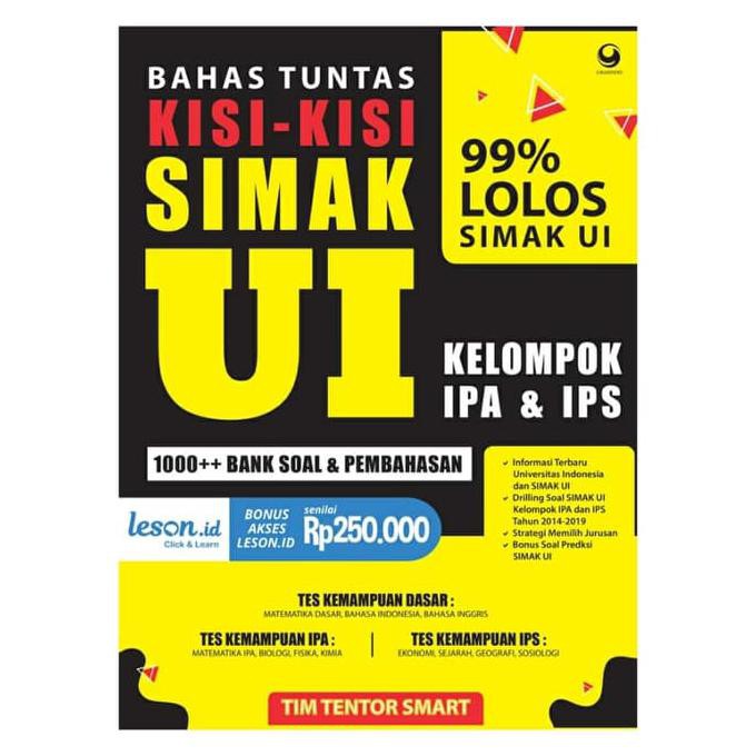 (Terlaris) Buku pelajaran 99,9% LOLOS SIMAK UI PROGRAM IPS 2018 2019, Grasindo