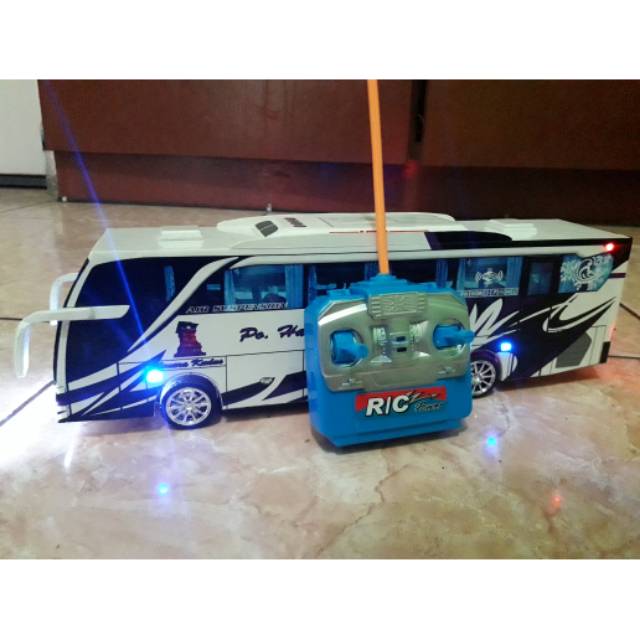 Miniatur bus RC po haryanto ( remot control ) DETIL RAPIH FULL TELOLET FULL STROBO FULL LED