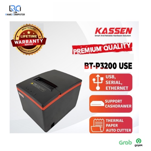 PRINTER KASIR KASSEN BT P3200 USE THERMAL PAPER 80 AUTOCUTTER ANTRIAN