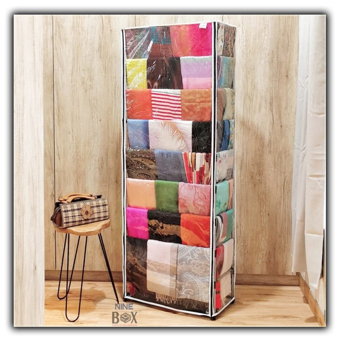 TK 115 RAK LEMARI HIJAB DASI KAIN SARUNG RAK GANTUNG HIJAB ANTI DEBU TRANSPARAN MURAH KUAT DAN KOKOH