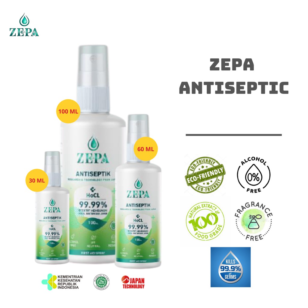 ZEPA HOCL Antiseptic / Antiseptik Spray Non Alohol /Pengganti Betadine