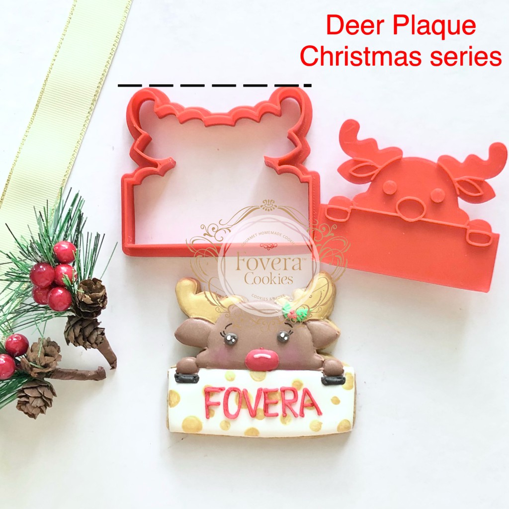 Deer Plaque CHRISTMAS COOKIE CUTER. Cetakan CHRISTMAS COOKIES