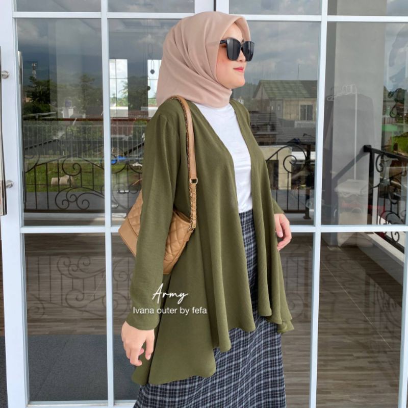 Cardigan Polos Wanita / Outer Ivana - Bahan Crincle Airflow