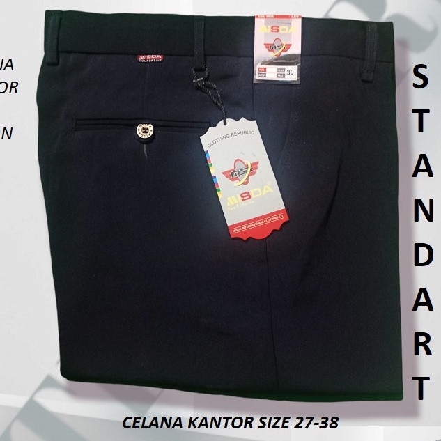 Celana Formal Pria Kerja Reguler Standar Kantor Bahan Kain Teflon Size 27 - 38 Murah Adem Nyaman