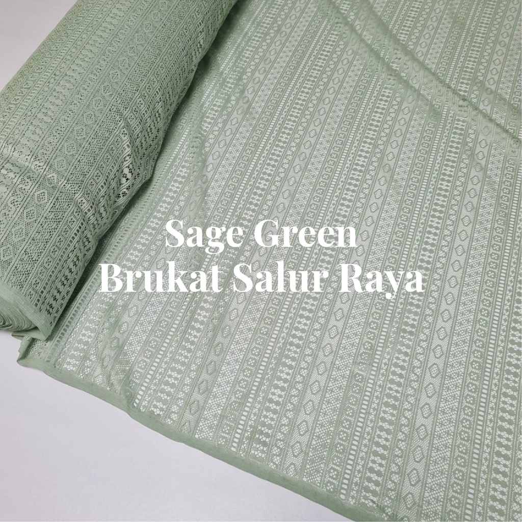 0,5m bahan kain brukat lace kebaya malika hijau sage green salur raya star rimba chantili soulmate