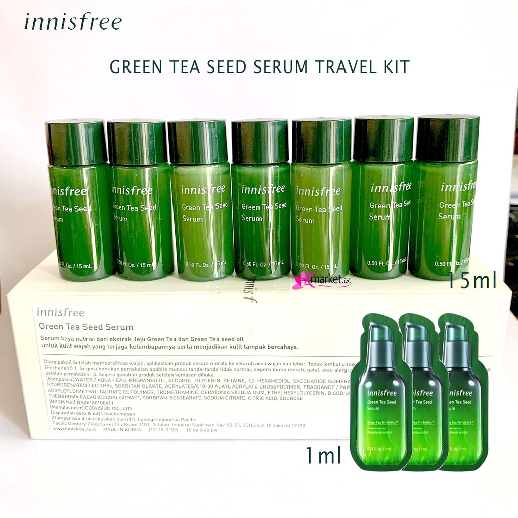 Jual Bpom Innisfree Green Tea Seed Serum Travel Kit 1ml 15ml Indonesiashopee Indonesia 8087