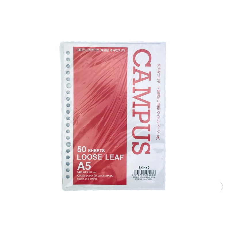 Kiky / Campus / Loose Leaf A5 / Isi binder / 147x210mm / 50lembar