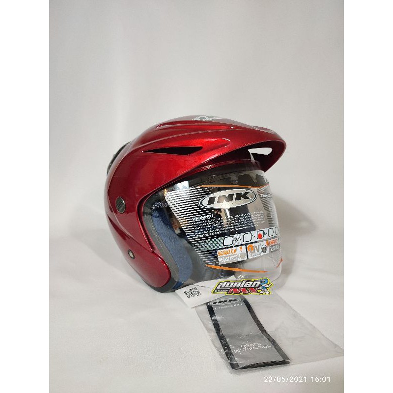 HELM INK CX 22 SOLID RED MAROON HELM HALF FACE INK CX22 MERAH MARUN HELM INK TOPI ORIGINAL ASLI SNI