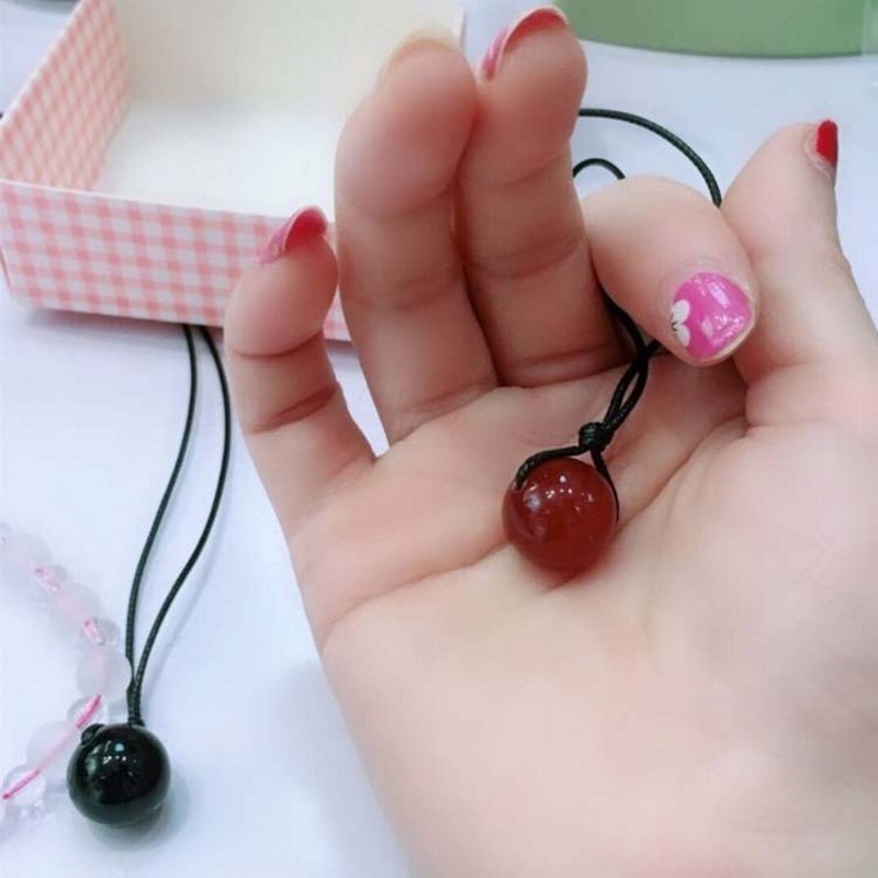 Kalung Pasangan Batu Akik Hitam Merah Liontin Keberuntungan Modis