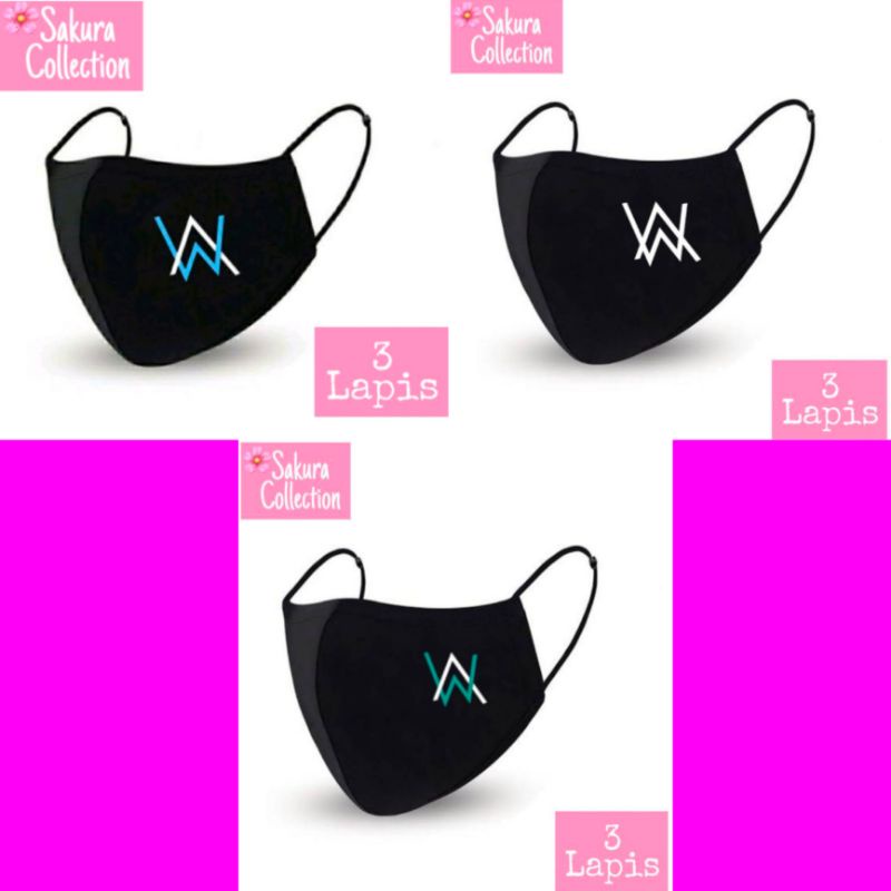 Masker Band Alan Walker Kain 3 ply / Scuba Anak Dewasa / Earloop