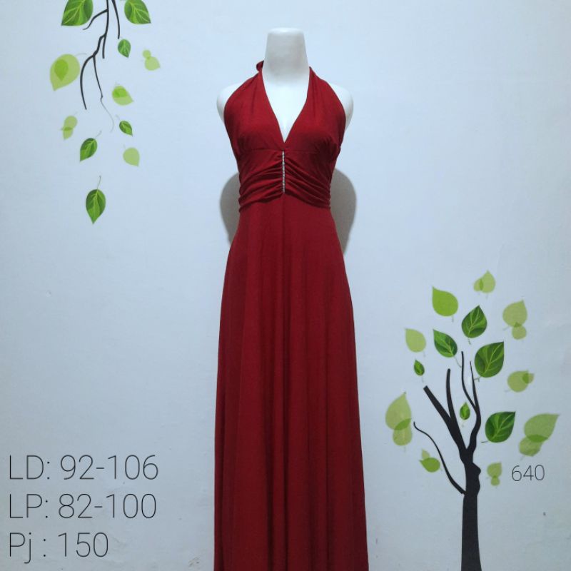 Preloved long dress pesta tali leher