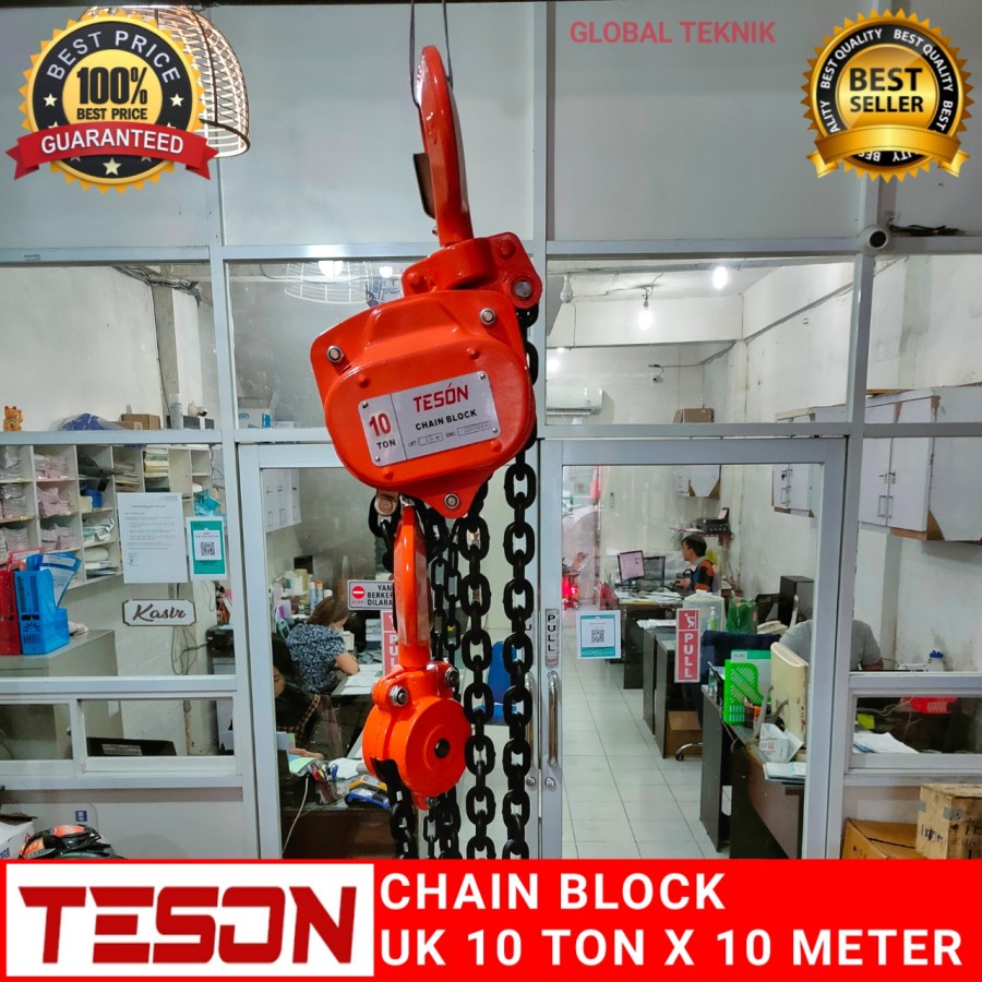 Jual Chain Block 10t X 10m Chain Hoist 10t X 10m Katrol 10 Ton X 10