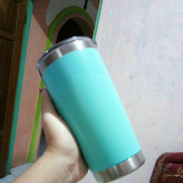 Cangkir Tumbler Kopi Model Insulasi Vacuum Bahan Stainless Steel, 20oz