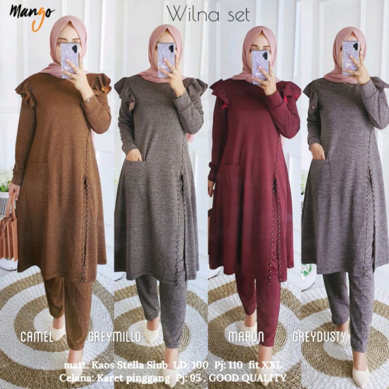 Wilna set Hijab Syari Busana Muslimah Khimar Gamis syari ceruti premium